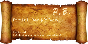 Piriti Benjámin névjegykártya